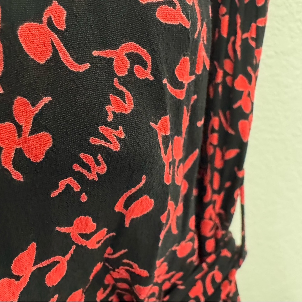 GANNI - PRINTED CREPE SLEEVELESS MIDI WRAP DRESS WITH BELT - Picture 6 of 11